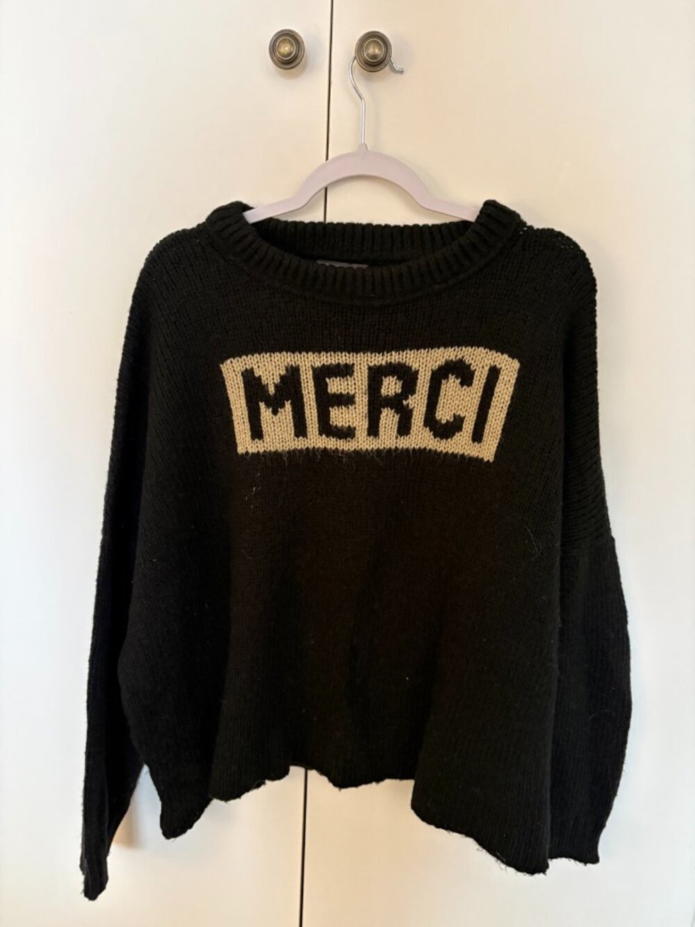 Wooden Ships Black 'Merci' Intarsia Knit Sweater
